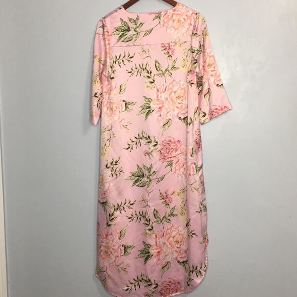 NWT Cabernet Sleep Sense satin floral long sleeve midi night gown sz S - Picture 5 of 7
